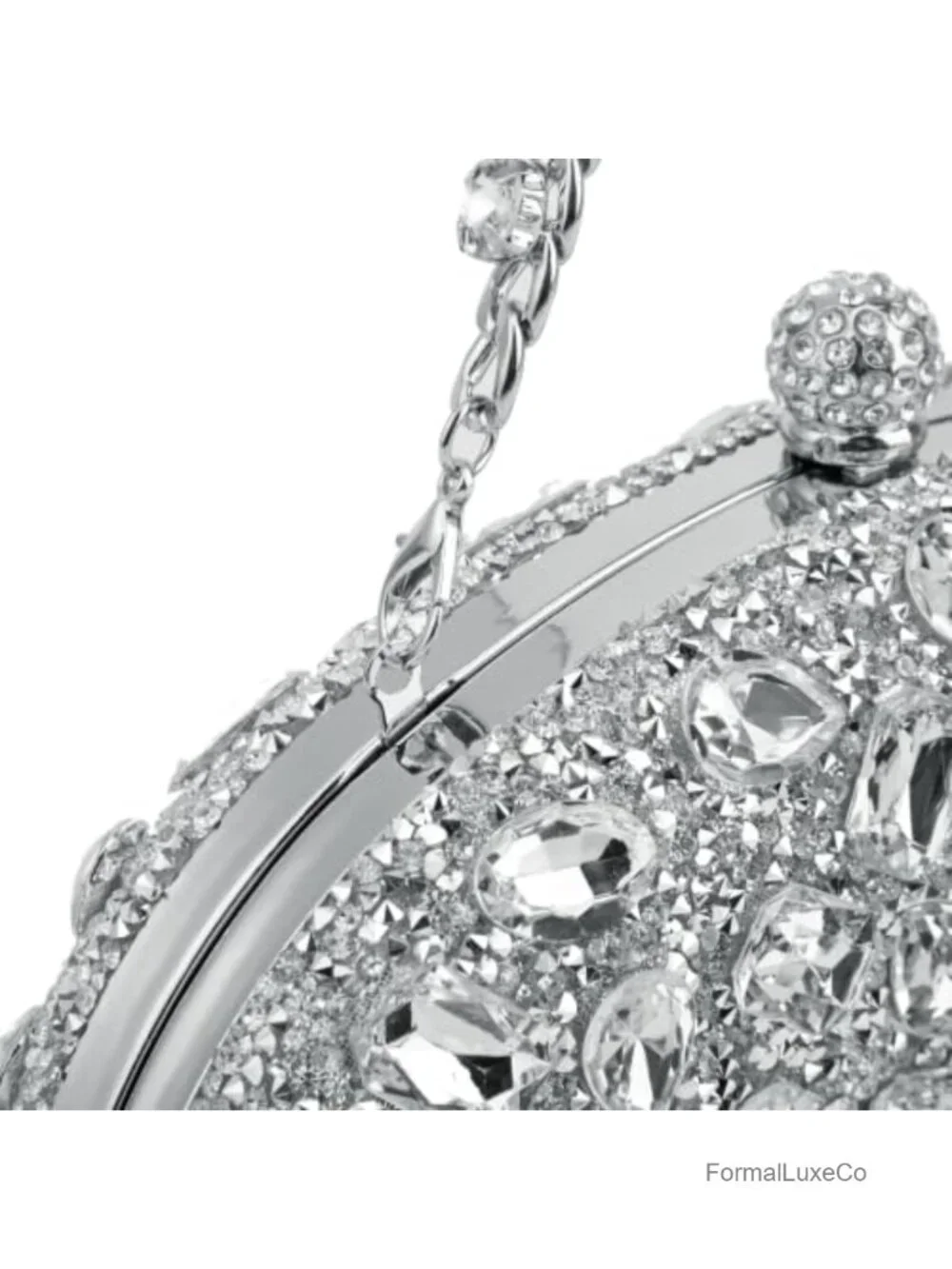 Rhinestone Clutch Purse Double-sided Sparkling Crystal Evening Bag with Pearl
